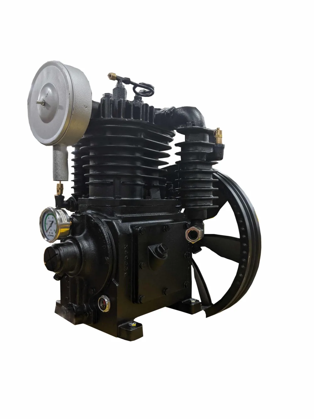 5HP Inline 24CFM Displacement 2 Stage Reciprocating Pressure Lubricated Bare Pump w/Flywheel, view 2