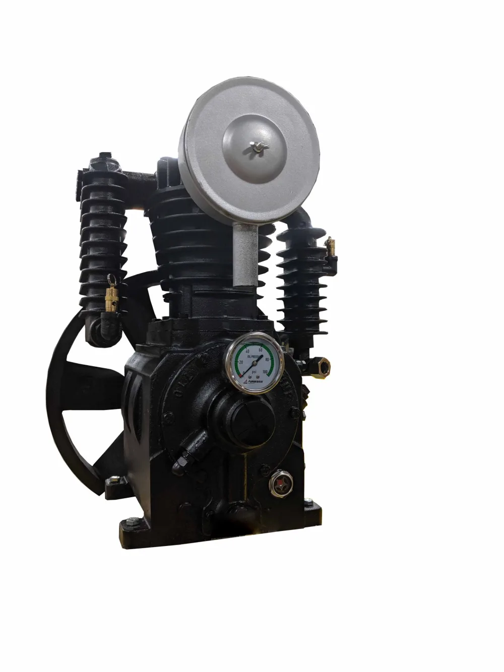 5HP Inline 24CFM Displacement 2 Stage Reciprocating Pressure Lubricated Bare Pump w/Flywheel, view 4
