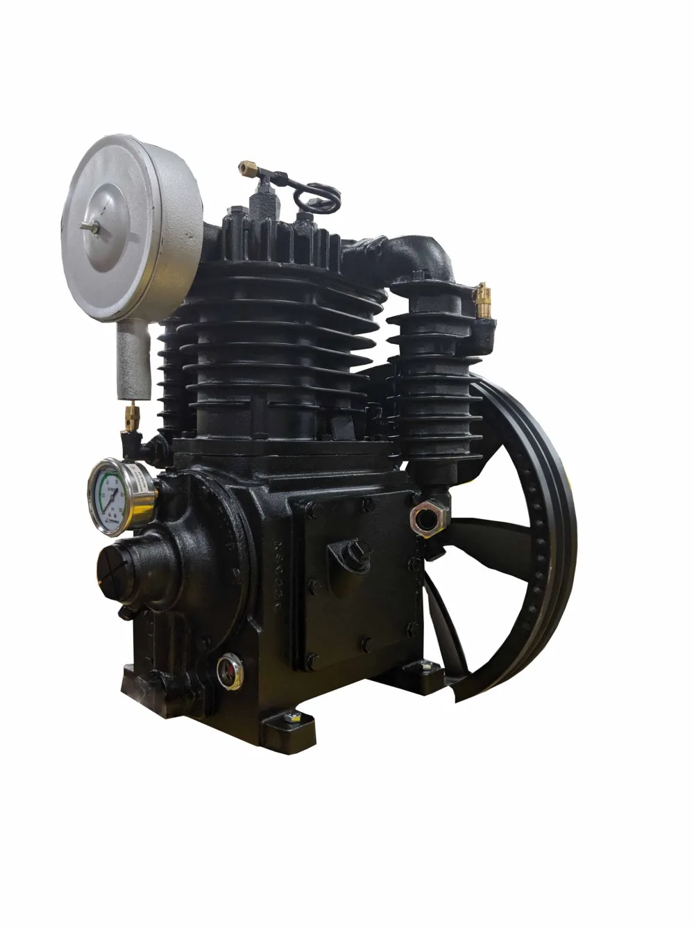 5HP Inline 24CFM Displacement 2 Stage Reciprocating Pressure Lubricated Bare Pump w/Flywheel