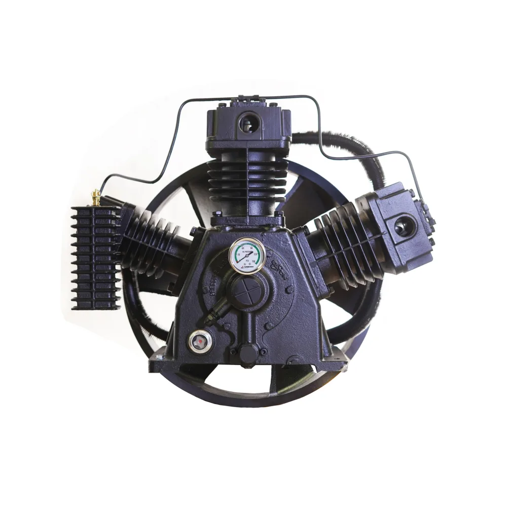 15HP 44CFM Displacement 2 Stage 3Cyl Pressure Lubricated Bare Pump w/Flywheel, view 2
