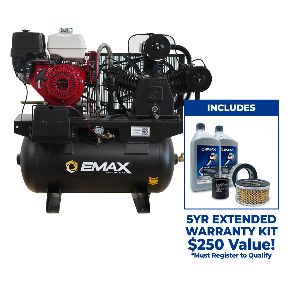 Honda Gas Driven w/Elec. Start 13HP 3Cyl 26CFM 30 gal.Truck Mount Stationary Air Compressor &#8211; Includes First Maintenance Kit