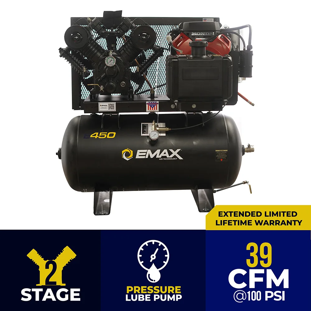 Honda Gas Driven w/Elec. Start 18HP V4 39CFM 30 gal.Truck Mount Stationary Air Compressor &#8211; 5 Gallon Gas Tank Included