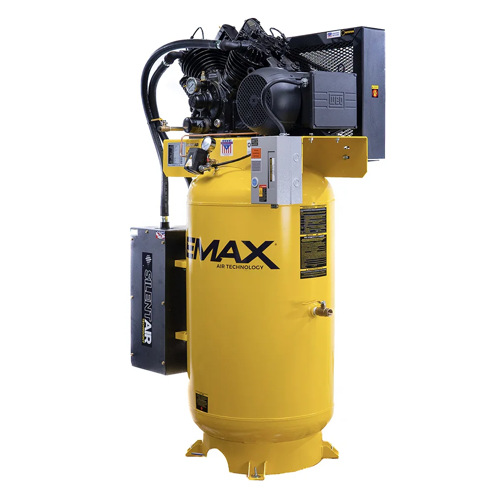 Silent Air™ 7.5HP 80-Gal Industrial Air Compressor, 31 CFM @ 100 PSI, 4-Cylinder Two-Stage, Pressure-Lubricated Pump, Isolator Pads, view 4