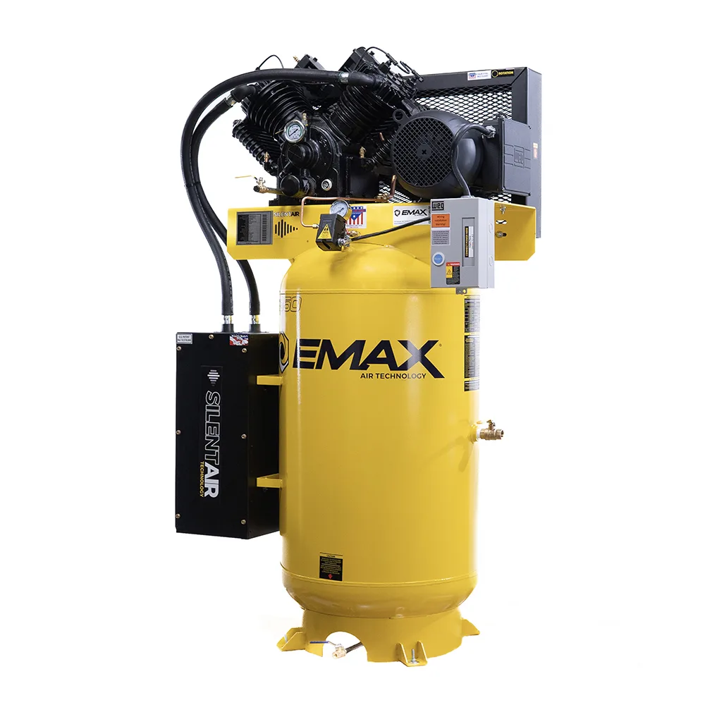 Silent Air™ 10HP 80-Gal Industrial Air Compressor, 38 CFM @ 100 PSI, 4-Cylinder Two-Stage, Pressure-Lubricated Pump, Isolator Pads, view 3