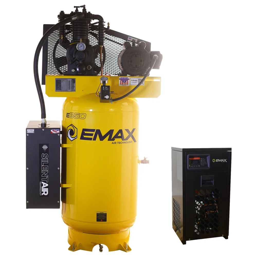 Silent Air Industrial 5HP 2-Stage Air Compressor – 19 CFM, 1-Phase, 80-Gal Vertical Tank + 31 CFM Air Dryer
