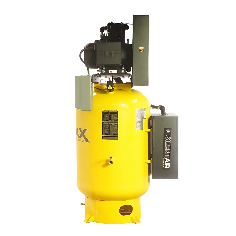 Silent Air Industrial Plus 15HP 3CYL 57CFM 3- Phase 208V 2-Stage 120 Gal. Vertical Stationary Electric Air Compressor-W/ Pressure Lube Pump , Isolator Pads, Belt Tensioner, Continuous Run, Auto Drain, view 4