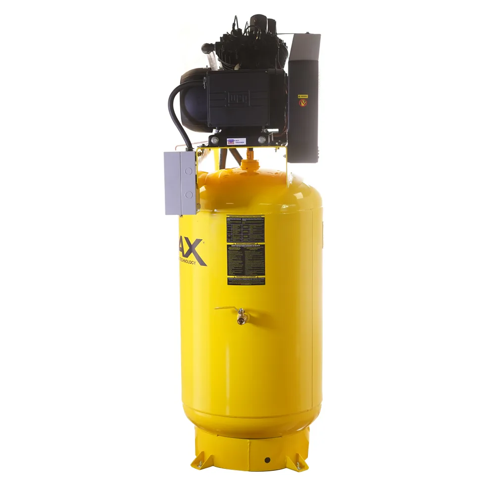 Silent Air Industrial 7.5HP 31CFM 1 Phase 2-Stage 80 Gal. Vertical Stationary Electric Air Compressor-W/ Pressure Lube Pump , Isolator Pads, Belt Tensioner, Continuous Run, Auto Drain W/Radiator After Coolers, view 3
