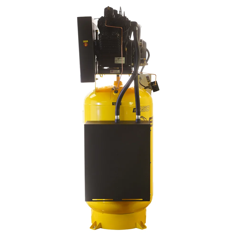 Silent Air Industrial 7.5HP 31CFM 1 Phase 2-Stage 80 Gal. Vertical Stationary Electric Air Compressor-W/ Pressure Lube Pump , Isolator Pads, Belt Tensioner, Continuous Run, Auto Drain W/Radiator After Coolers, view 4