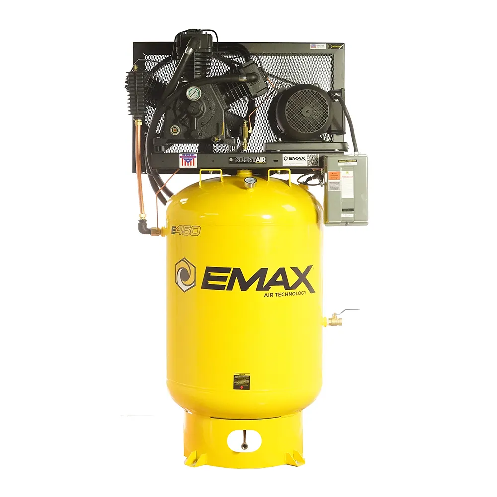 Silent Air Industrial 15HP Air Compressor - 57 CFM, 3-Phase 208V, 120-Gal Vertical, Pressure Lube Pump, Auto Drain & Aftercoolers