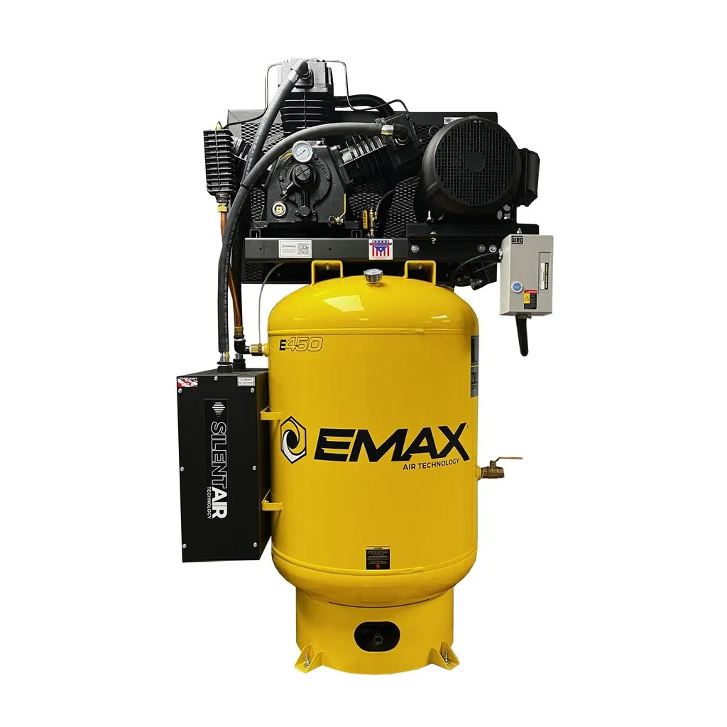 Silent Air Industrial 15HP Air Compressor - 38 CFM, 3-Phase 460V, 120-Gal Vertical, Pressure Lube Pump, Auto Drain & Aftercoolers, view 4