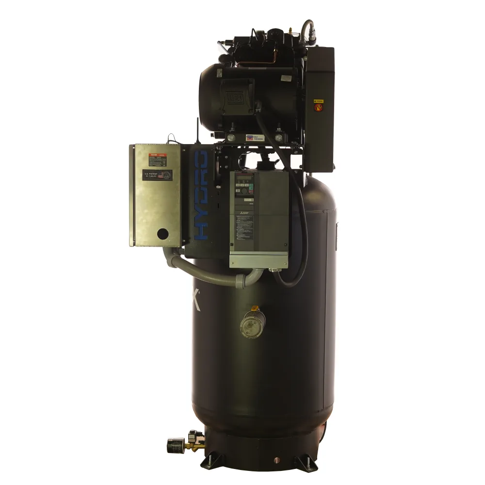 Hydro SMART AIR® Silent Air 10HP 38CFM 3 Phase 208 Volt 2-Stage 80 Gal. Air Compressor-W/ Pressure Lube Pump , Isolator Pads, Belt Tensioner, Continuous Run, Auto Drain, Water cooled pump, Radiator, Smart PLC, low Oil Shutdown, 100% Duty Cycle,With WIFI Connection, view 3